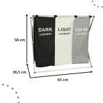 Verk 01942 Trojitý kôš na bielizeň 135 l šedá