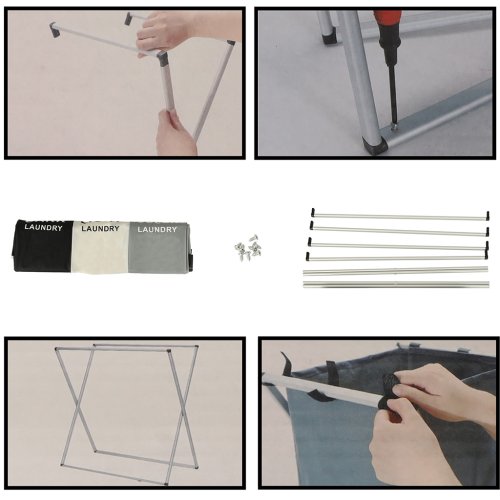 Verk 01942 Trojitý kôš na bielizeň 135 l šedá