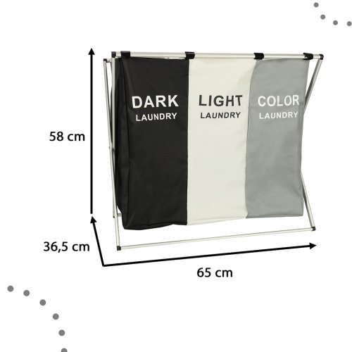 Verk 01942 Trojitý kôš na bielizeň 135 l šedá