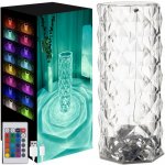 Izoxis 22518 Křišťálová LED stolní lampa, 16 barev, dotykový panel, dálkové ovládání, 400 mAh