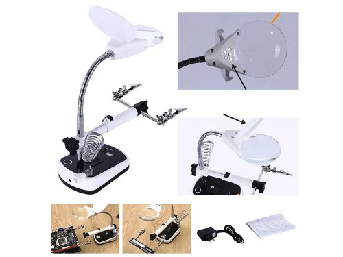 Verk 09162 Držiačik s lupou-tretia ruka, 5 LED
