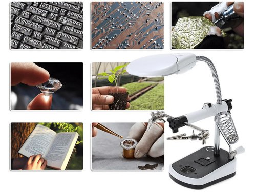 Verk 09162 Držiačik s lupou-tretia ruka, 5 LED