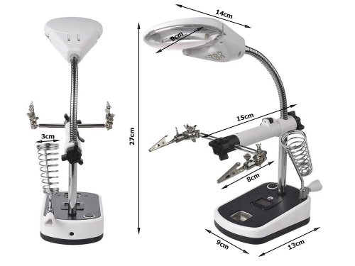 Verk 09162 Držiačik s lupou-tretia ruka, 5 LED