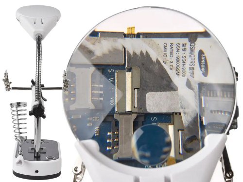 Verk 09162 Držiačik s lupou-tretia ruka, 5 LED
