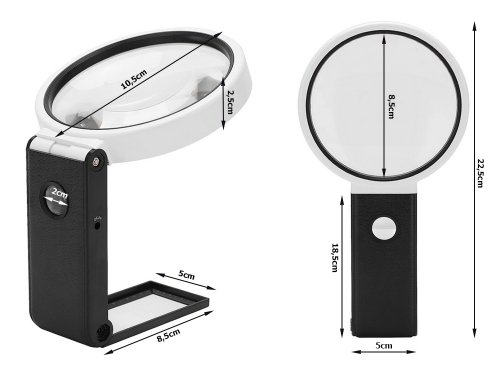 Verk 09176 Multifunkčná lupa s LED osvetlením, zväčšenie 10x, 25x