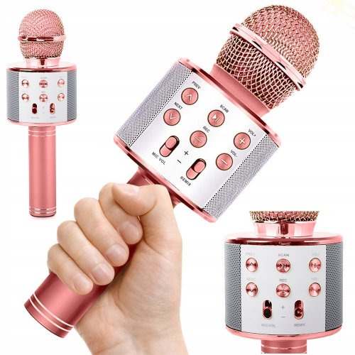Verk 01377 Karaoke Bluetooth mikrofon, 1800mAh světle růžová