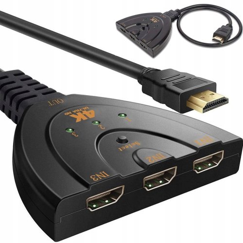 Verk 06290 Spínač HDMI 3 v 1 FULL HD, 4K Splitter 