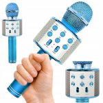 Verk 01377 Karaoke Bluetooth mikrofon, 1800mAh modrá