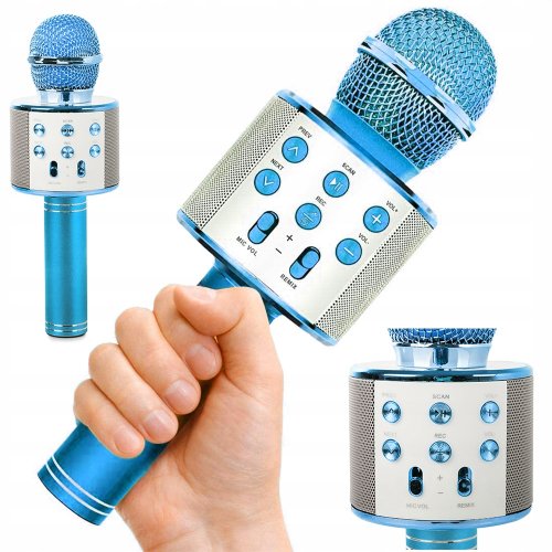 Verk 01377 Karaoke Bluetooth mikrofon, 1800mAh modrá