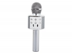 Verk 01377 Karaoke Bluetooth mikrofón, 1800mAh strieborná