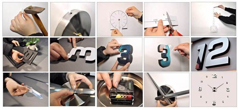 Ruhhy 22143 Designové 3D nalepovací hodiny 130 cm stříbrná