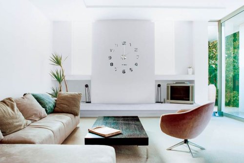 Ruhhy 22143 Designové 3D nalepovací hodiny 130 cm stříbrná