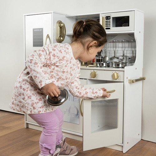 Kruzzel 22117 Detská drevená kuchynka s príslušenstvom XXL biela