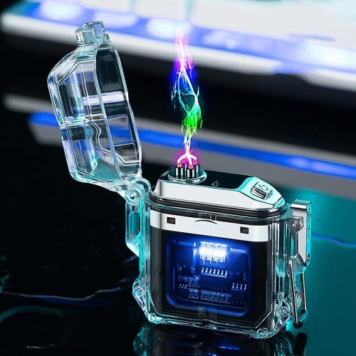 Verk 08371 Plazmový vodotesný USB zapaľovač s LED svietidlom modrobiela