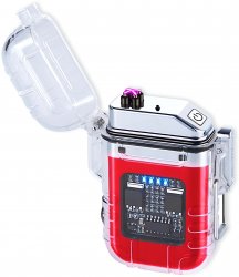 Verk 08372 Plazmový vodotěsný USB zapalovač s LED svítilnou červená