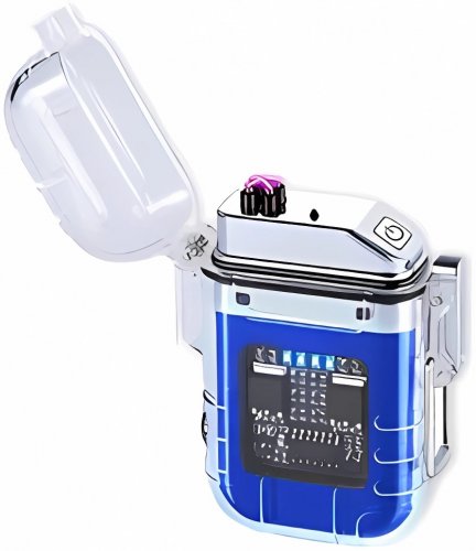 Verk 08372 Plazmový vodotesný USB zapaľovač s LED svietidlom modrobiela