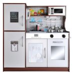 Kruzzel 22114 Detská drevená kuchynka s príslušenstvom XXL hnedá