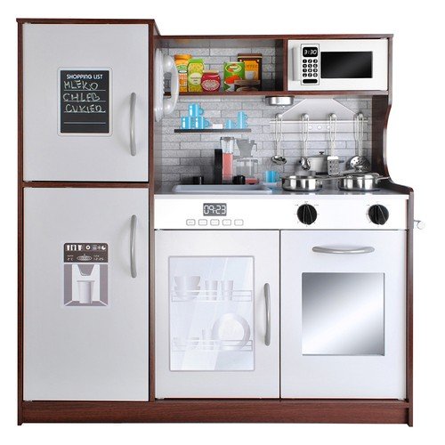 Kruzzel 22114 Detská drevená kuchynka s príslušenstvom XXL hnedá