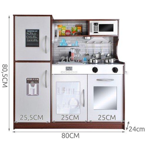 Kruzzel 22114 Detská drevená kuchynka s príslušenstvom XXL hnedá