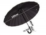 Verk 25002 Deštník holový 24 drátů, 124 cm černý 