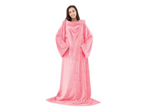 Verk 24306 Fleecová deka s rukávy 200 x 140 cm růžová