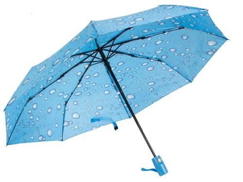 Verk 25011 Skládací deštník s kapkami 95 cm modrá