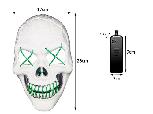 Verk Děsivá svítící maska lebka bílomodrá