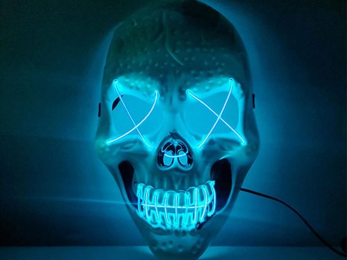 Verk Desivá svietiaca maska ​​lebka bielomodrá