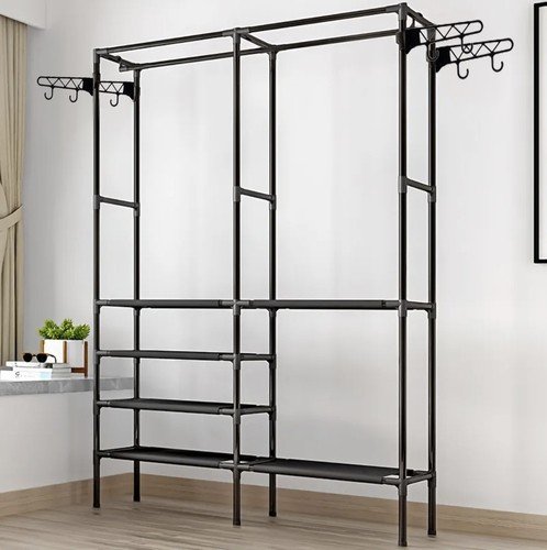 Ruhhy 22671 Stojan na oblečení černý 173 x 36 x 108 cm ocel a netkaná textilie