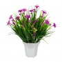 Vergionic 7044 Umelá tráva v kvetináči s kvetinami, 29 cm