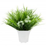 Vergionic 7041 Umělá tráva v květináči s květinami, 28 cm