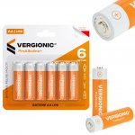 Vergionic 0821 Alkalické baterie tužkové 1,5V AA, 6 ks 