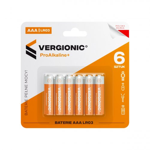 Vergionic 0822 Alkalické batérie mikrotužkové 1,5V AAA, 6 ks