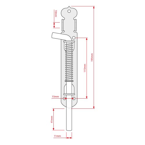 Vergionic 0523 Dveřní závora s pružinou 195 x 10 mm