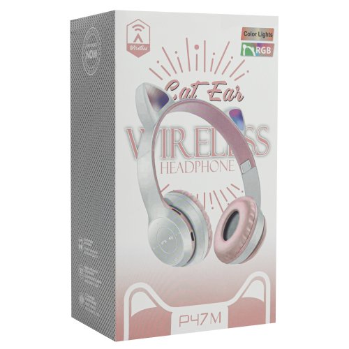 Vergionic 7301 Bezdrátová Bluetooth sluchátka Cat s tlapkou, 35 mW, 200 mAh růžová