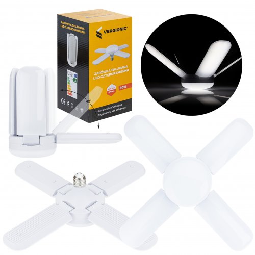 Vergionic 4029 Štvorramenná skladacia LED žiarovka 80 W, E27, 4000K, neutrálna biela