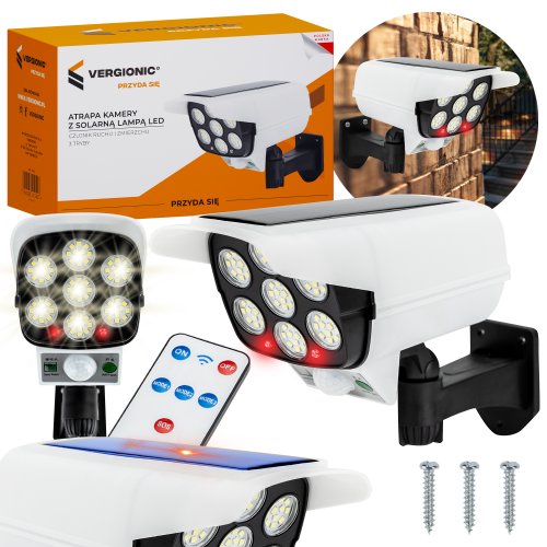 Vergionic 4058 Atrapa kamery LED COB solární, senzor pohybu, soumraku, IP65, dálkové ovládání