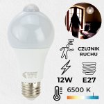 Vergionic 7755 LED žiarovka s pohybovým senzorom 12W, E27, 6500K, studená biela