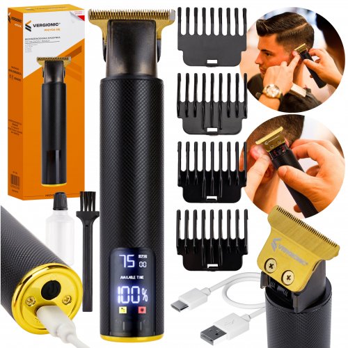 Vergionic 7625 Bezdrátový zastřihovač vlasů, LCD, 1200mAh černá