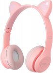 Vergionic 7301 Bezdrátová Bluetooth sluchátka Cat s tlapkou, 35 mW, 200 mAh šedorůžová