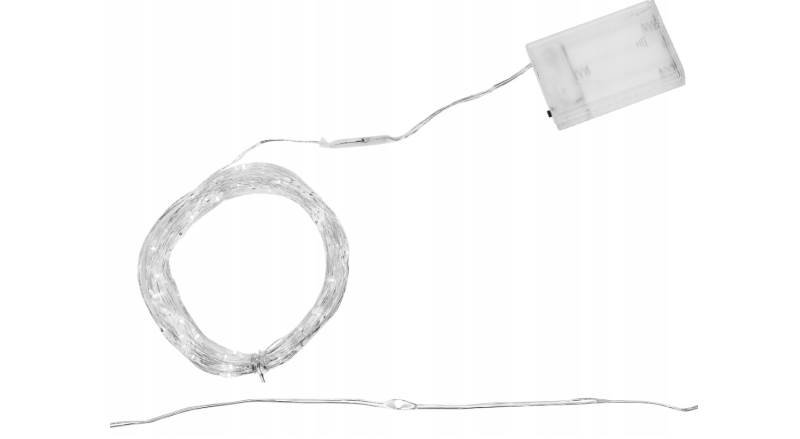 ISO 7267 Světelný řetěz na baterie 100 LED studená bílá 10m 