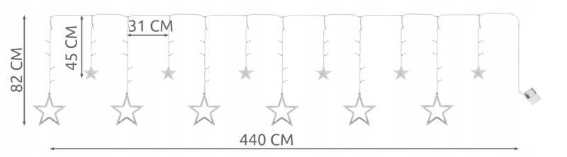 ISO 7112 Světelný závěs hvězdičky 138 LED studená bílá