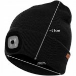 Trizand 22663 Čiapka s čelovkou USB, čierna