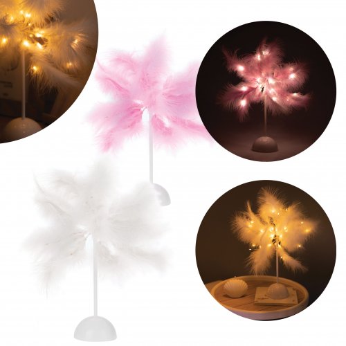 Vergionic 7122 Stolní LED lampička s peřím 40 cm růžová