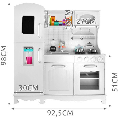 Kruzzel 22112 Dětská dřevěná kuchyňka s příslušenstvím XXL bílá