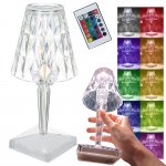 Verk 12304 Křišťálová LED stolní lampa, RGB, dotykový panel, dálkové ovládání