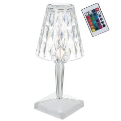 Verk 12304 Křišťálová LED stolní lampa, RGB, dotykový panel, dálkové ovládání