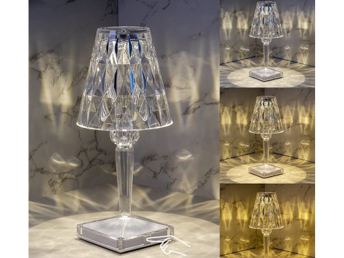 Verk 12304 Křišťálová LED stolní lampa, RGB, dotykový panel, dálkové ovládání