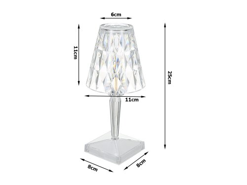 Verk 12304 Křišťálová LED stolní lampa, RGB, dotykový panel, dálkové ovládání