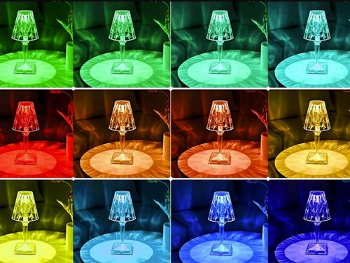Verk 12304 Křišťálová LED stolní lampa, RGB, dotykový panel, dálkové ovládání